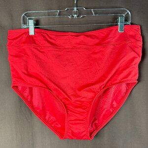 Lands’ End Women's 18W LONG Swimsuit Bottoms Strawberry Red High Waisted Tummy C
